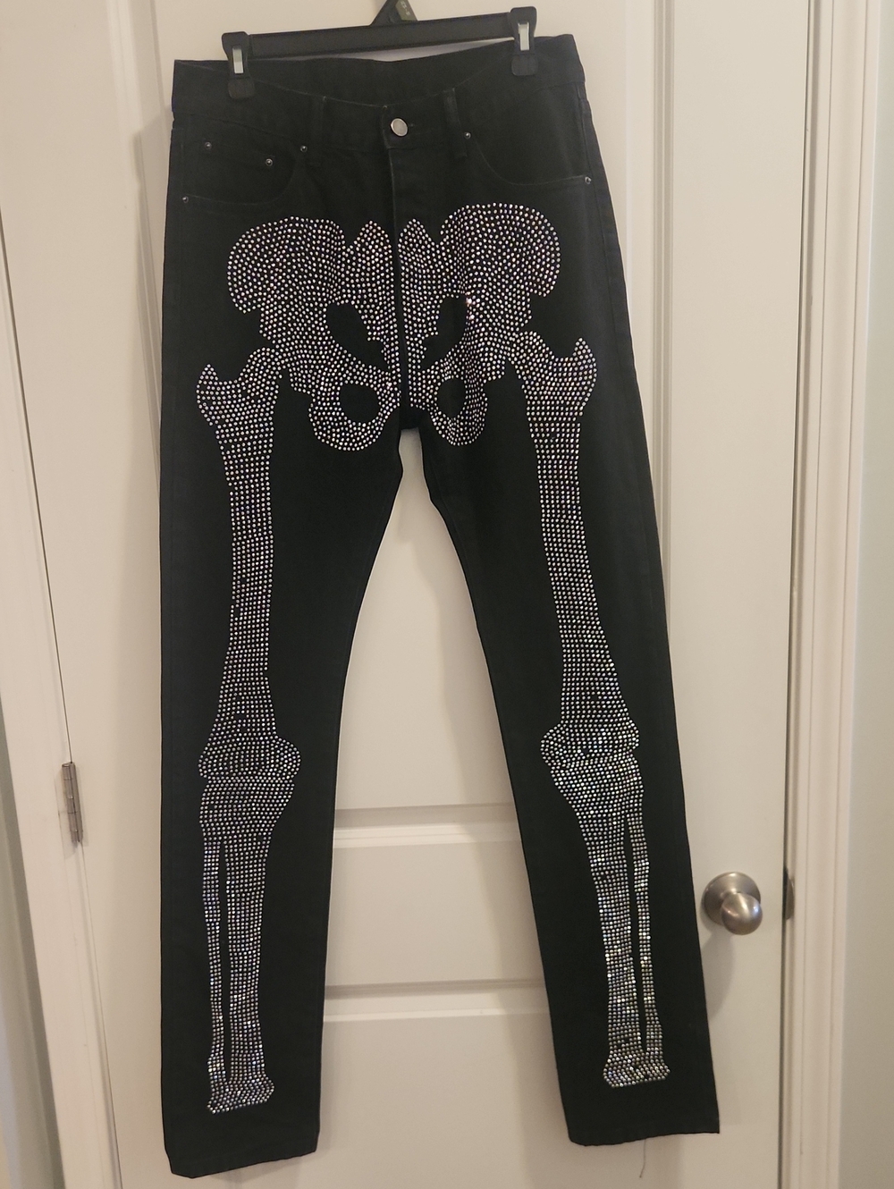 MNML Black Rhinestone Skeleton Jeans